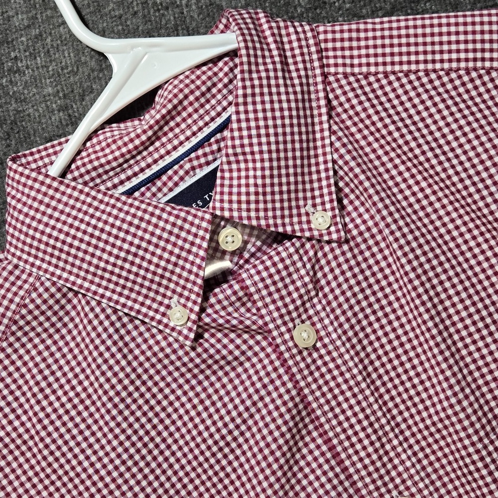 Charles Tyrwhitt Shirt Men M Non Iron Classic Fit Red Gingham‎ Plaid Button Down